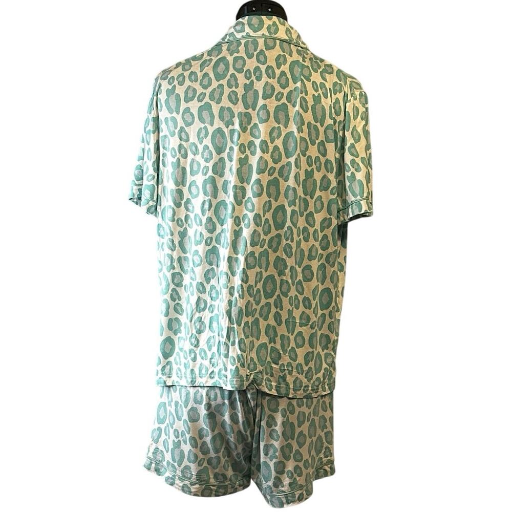 Mary Square Mint Green Leopard Print Pajama Set Women’s Large | Cozy - Picture 4 of 6